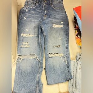 H&M Light Blue Denim Jeans with Yellow Stitching